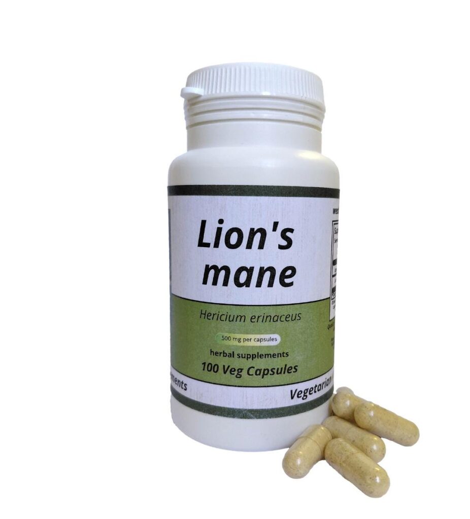 Lions Mane Mushroom extract (monkey's head muchsoom) 500mg vegetarian capsules